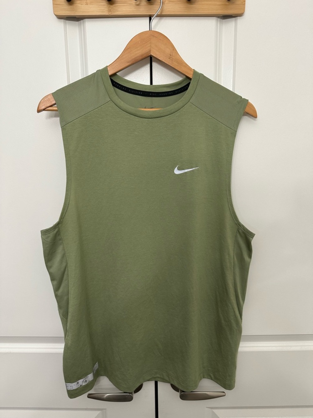 Nike Olive-Style Sleeveless Training Tank with White Swoosh